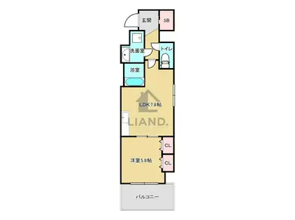 テトラッド(1LDK/5階)の間取り写真