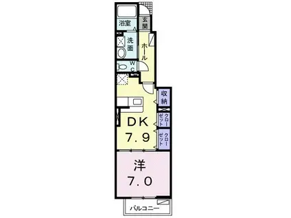 シーサイドグランデ A(1DK/1階)の間取り写真