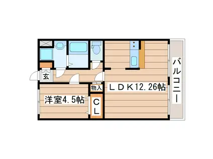 セレクト小松島(1LDK/1階)の間取り写真
