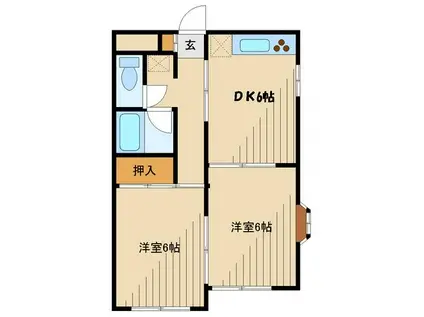 ユア南台(2DK/4階)の間取り写真