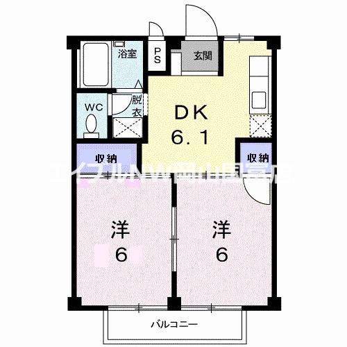 シティハイツ妹尾A(2DK/1階)の間取り写真