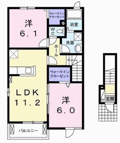 アバンツァート小坂 II(2LDK/2階)の間取り写真