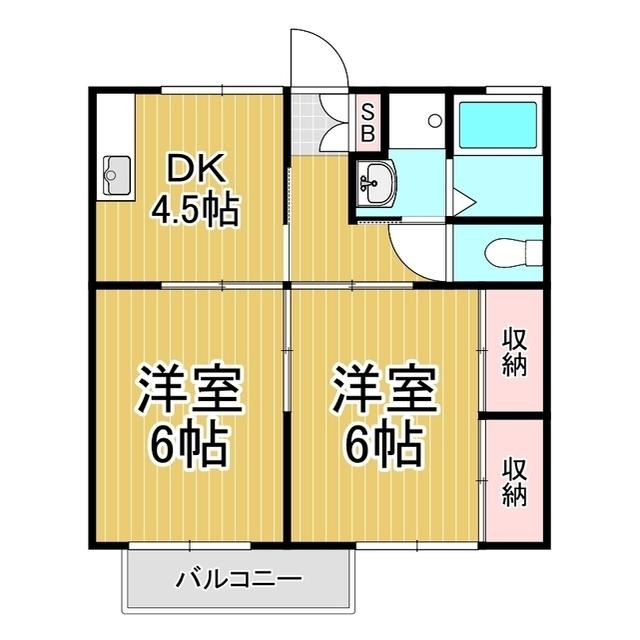 シャルマンはらA棟(2DK/1階)の間取り写真