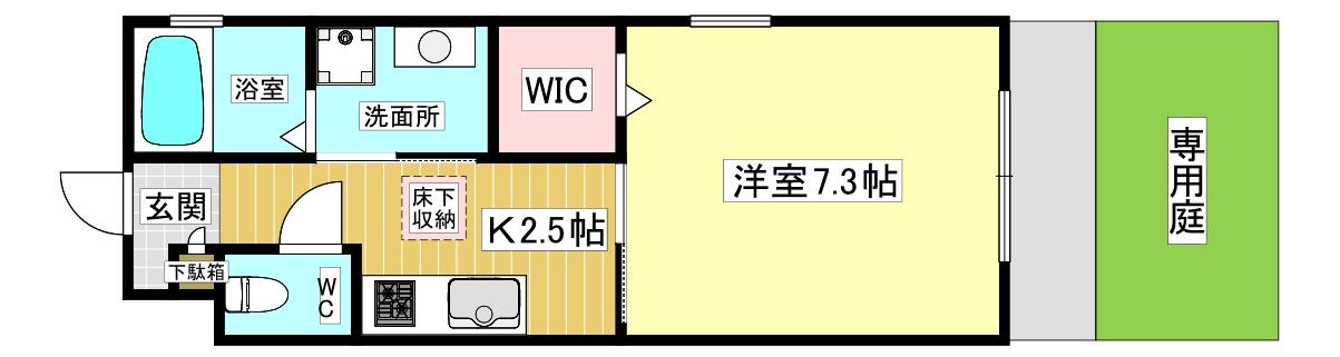 メゾン・クレールII(1K/1階)の間取り写真