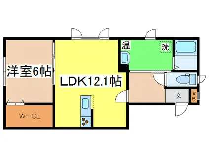 レジデンス鳥取II(1LDK/1階)の間取り写真