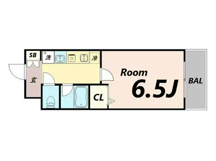 レジスコート東難波I(1K/1階)の間取り写真