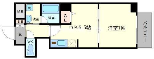 BGC難波タワー(1DK/10階)の間取り写真