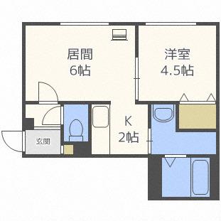 プリマクラッセ菊水(1LDK/1階)の間取り写真
