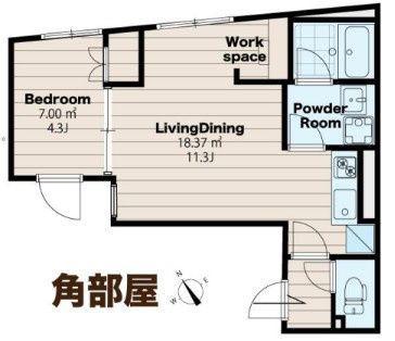 EXAM本駒込(1LDK/2階)の間取り写真
