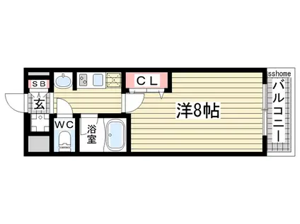 グランビュー六甲(1K/8階)の間取り写真