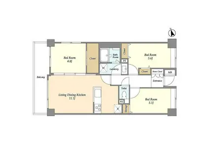 コンフォリア西荻北(3LDK/5階)の間取り写真