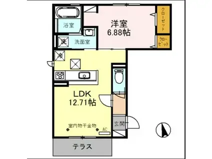 THYエターナルハート(1LDK/1階)の間取り写真