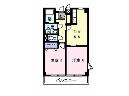 ルヴォワール(2DK/2階)の間取り写真