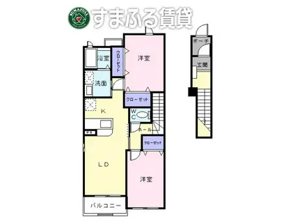 シェーネ横枕A(2LDK/2階)の間取り写真