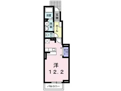 ユア リガーレ(ワンルーム/1階)の間取り写真