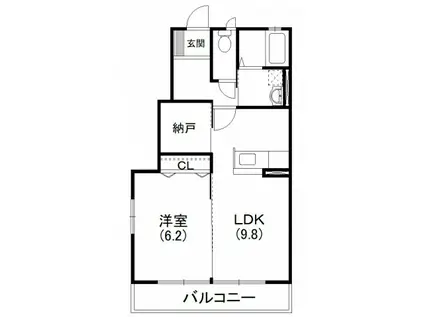 スプリングフィールド(1LDK/1階)の間取り写真