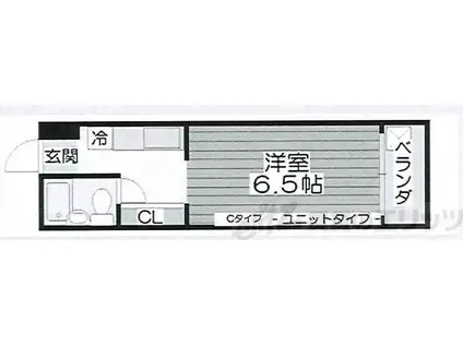 イーズIII(ワンルーム/4階)の間取り写真