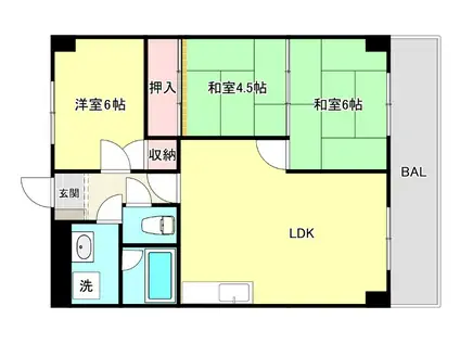 ライオンズマンション九品寺(3LDK/5階)の間取り写真