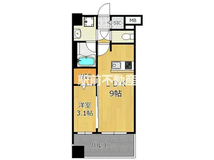 グランフォーレ千早マークスクエアウエスト(1LDK/6階)の間取り写真