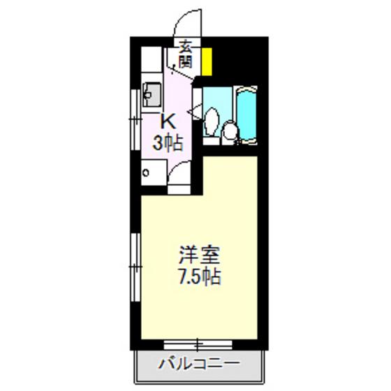 小野ハイツ(1K/3階)の間取り写真
