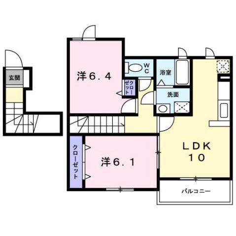 メゾンブリアン(2LDK/2階)の間取り写真