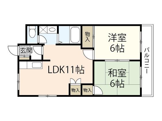 グランソレイユII(2LDK/1階)の間取り写真