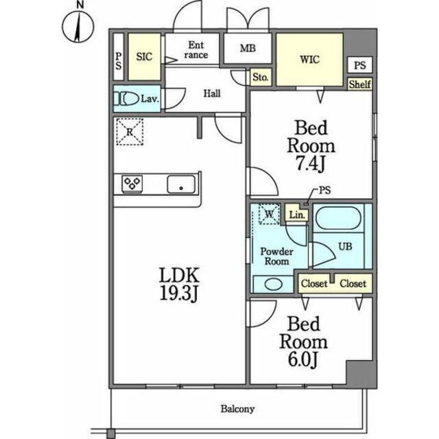 新栄アイサンメゾン 住居(2LDK/8階)の間取り写真