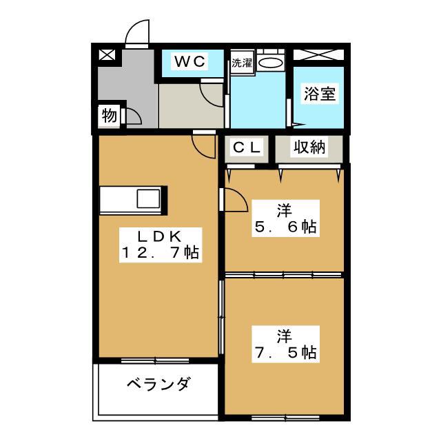 ラ・ペア幸水(2LDK/3階)の間取り写真