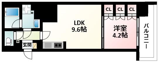 アーバネックス江坂広芝(1LDK/4階)の間取り写真