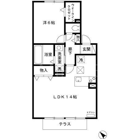 FLORAII(1LDK/1階)の間取り写真