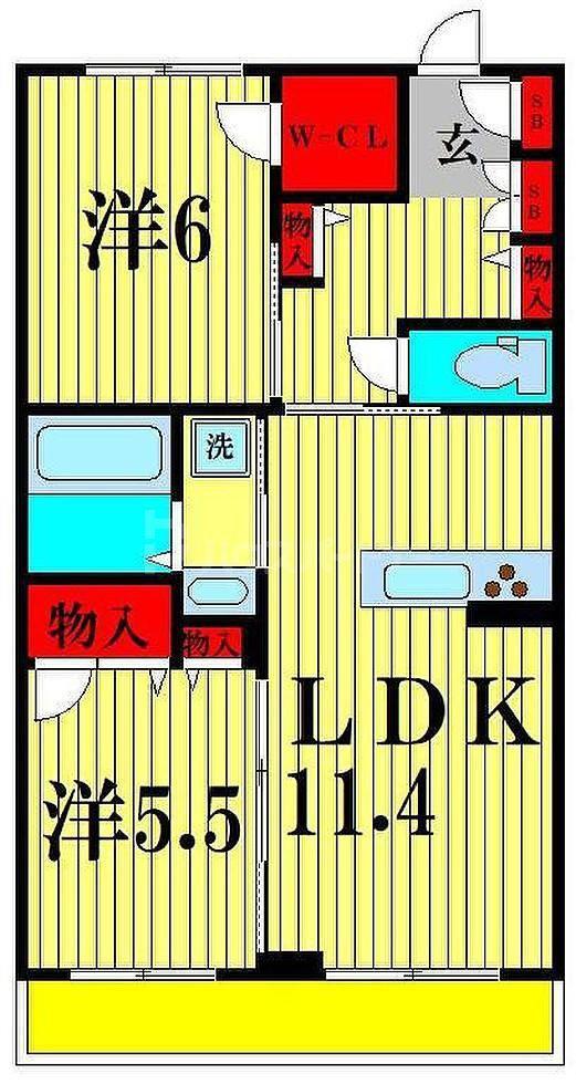 GRANDY VILLA CENTRAL PARK I(2LDK/3階)の間取り写真