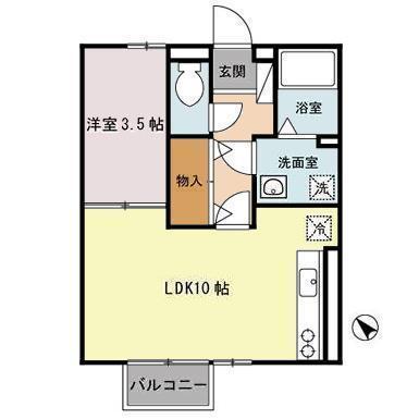 セジュール沢里II(1LDK/1階)の間取り写真