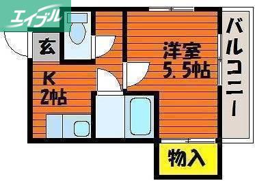 ファミール野田屋町(1K/2階)の間取り写真