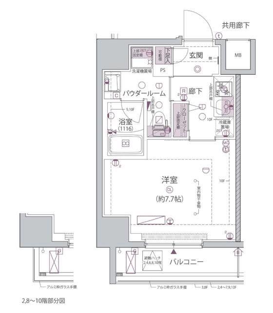 アルコバレーノ堀切菖蒲園(1K/3階)の間取り写真