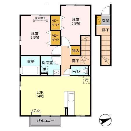 MODAN COURT和(2LDK/2階)の間取り写真