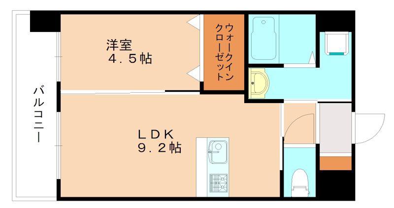 アクシオ三萩野(1LDK/6階)の間取り写真