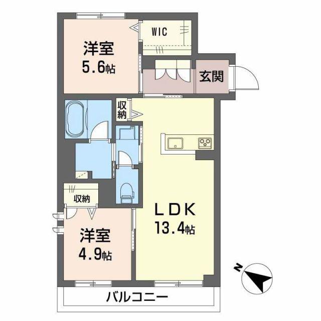 フルールブラン(2LDK/2階)の間取り写真