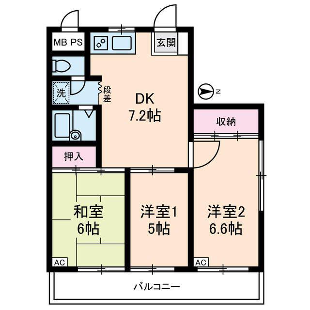 三桃マンション(3DK/3階)の間取り写真