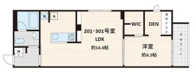 フレア白金台(1LDK/3階)の間取り写真