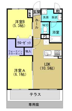 プランドール T(2LDK/1階)の間取り写真