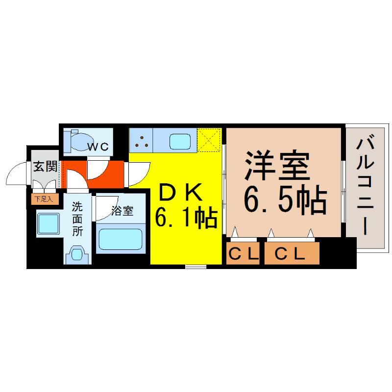 タウンコート御園(1DK/3階)の間取り写真