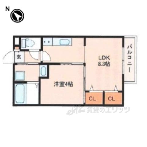 グラシアスコート学園前イースト(1LDK/1階)の間取り写真