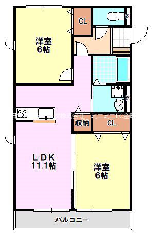 PRIMROSE(2LDK/3階)の間取り写真