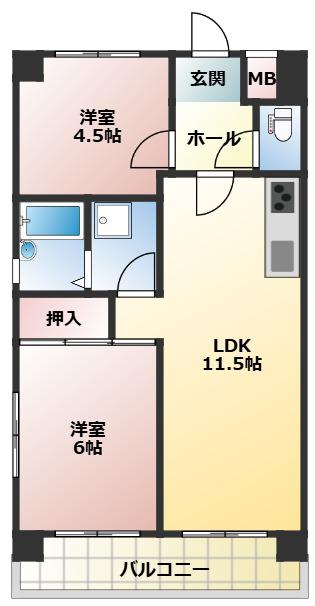 サンレジデンス(2LDK/2階)の間取り写真