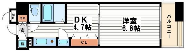 サムティ本町橋(1DK/9階)の間取り写真