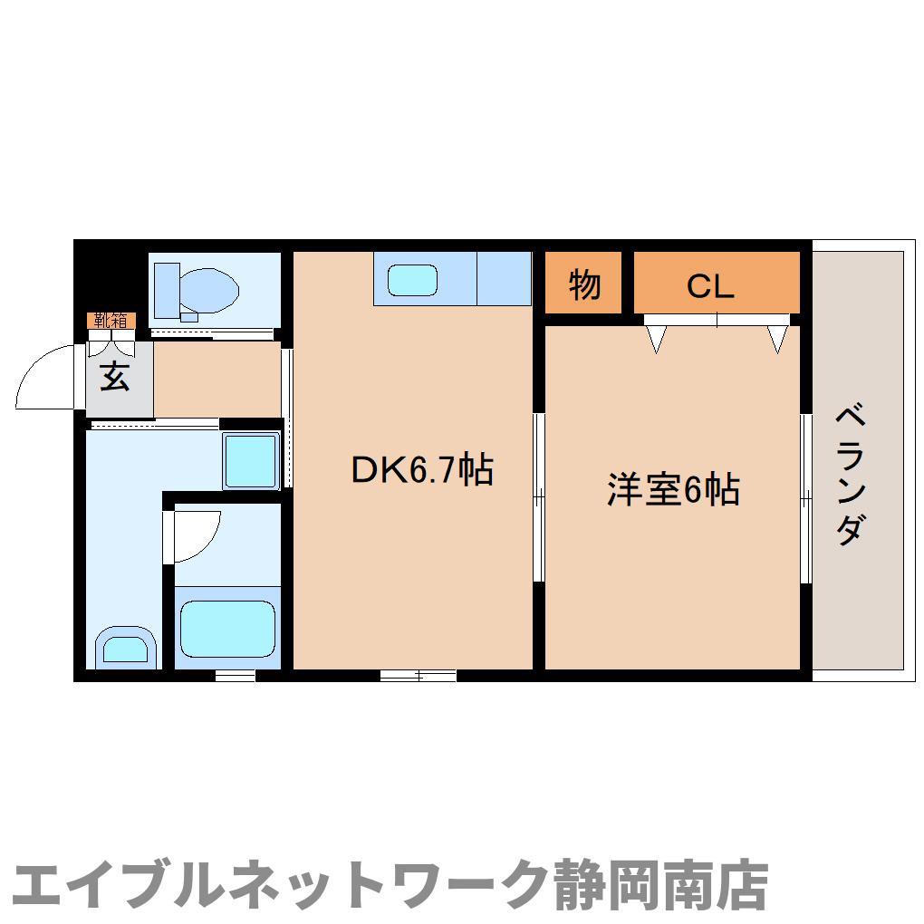 オーシャンS(1DK/4階)の間取り写真