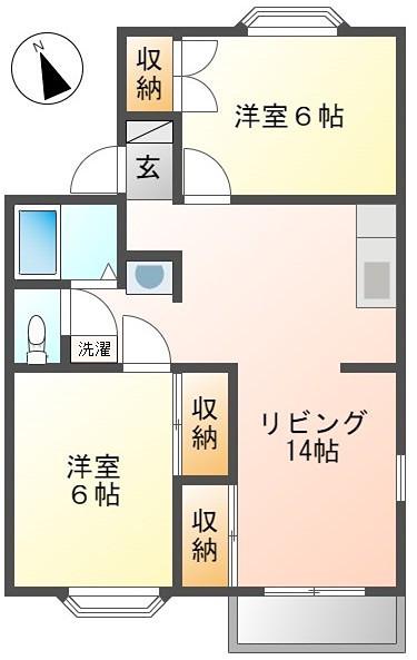フロンティアガーデンヒル(2LDK/2階)の間取り写真