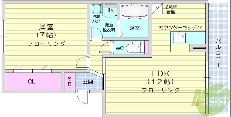 D-ROOM連坊小路(1LDK/2階)の間取り写真