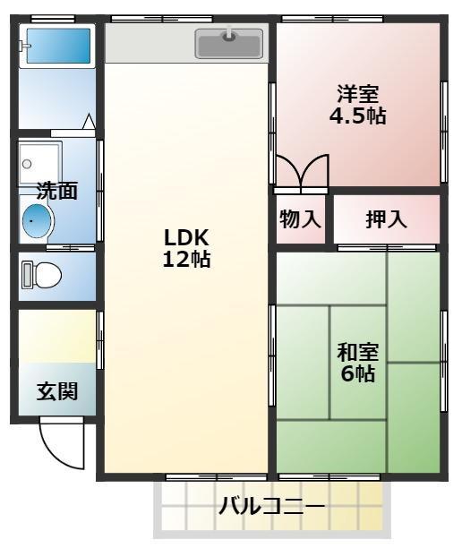 ブリス南島(2LDK/1階)の間取り写真