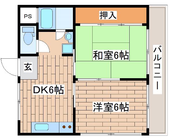 小林マンション(2DK/4階)の間取り写真